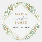 Eucalyptus Leaves Wedding Ronde Sticker (Voorkant)