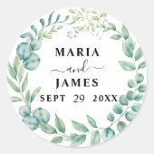 Eucalyptus Leaves Wedding Ronde Sticker (Voorkant)