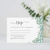 Eucalyptus Leaves Wedding RSVP Kaartje (Staand voorkant)