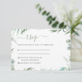 Eucalyptus Leaves Wedding RSVP Kaartje (Staand voorkant)