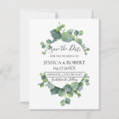 Eucalyptus Leaves Wedding Save the Date (Voorkant)