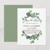 Eucalyptus Leaves Wedding Save the Date (Voorkant / Achterkant)