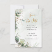 Eucalyptus Leaves Wedding Save the Date (Voorkant)
