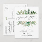 Eucalyptus Leaves Wedding Save the Date Briefkaart (Voorkant / Achterkant)