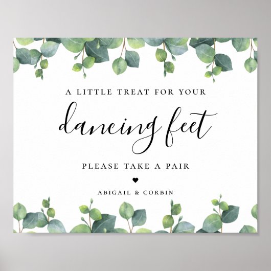 Eucalyptus Leaves Wedding Teenslippers Poster (Voorkant)