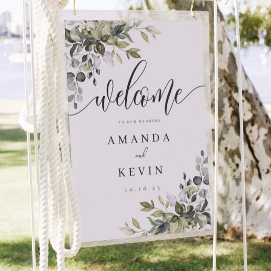 Eucalyptus Leaves Welkom bruiloft Sign Poster