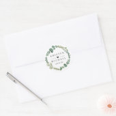 Eucalyptus Leaves Wreatding Wedding Favor Ronde Sticker (Envelop)