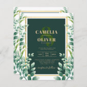 Eucalyptus leest GOLD WEDDING QR CODE INVITE RSVP (Voorkant / Achterkant)