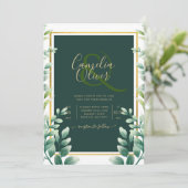 Eucalyptus leest GOLD WEDDING QR CODE INVITE RSVP Kaart (Staand voorkant)