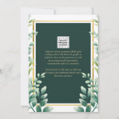 Eucalyptus leest GOLD WEDDING QR CODE INVITE RSVP Kaart (Achterkant)