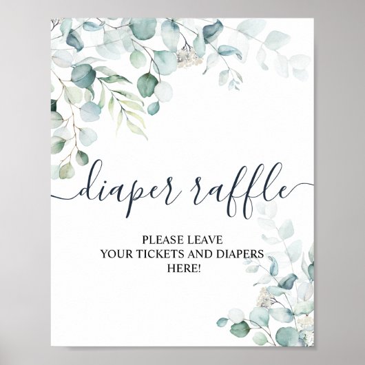 Eucalyptus leest Greenery Diaper Raffle Sign Poster (Voorkant)