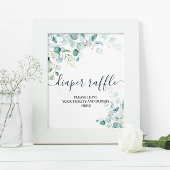 Eucalyptus leest Greenery Diaper Raffle Sign Poster