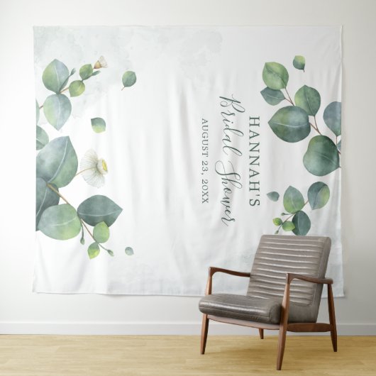 Eucalyptus leest Greenery Photo Booth-achtergrond Wandkleed (In Situ (horizontaal))