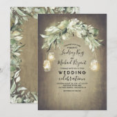 Eucalyptus leest Greenery Rustic Country Weddensch Kaart (Voorkant / Achterkant)