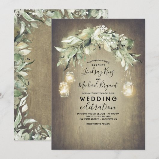 Eucalyptus leest Greenery Rustic Country Weddensch Kaart (Voorkant / Achterkant)