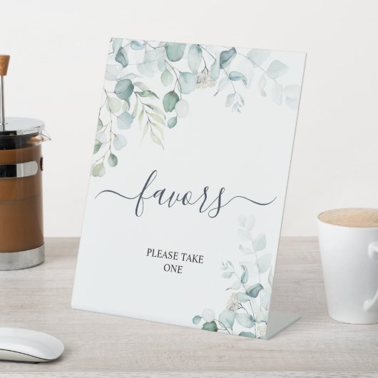 Eucalyptus leest Greenery Shower Favors Sign Reclamebord Met Voetstuk (Insitu)