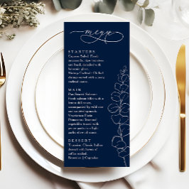 Eucalyptus Lente Navy Blauwe Trouwdiner Menu