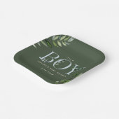Eucalyptus Lettering Green Blue Boy Baby shower Papieren Bordje (Gebogen)