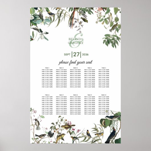 Eucalyptus leveert Greenery Wedding Seding Chart Poster (Voorkant)