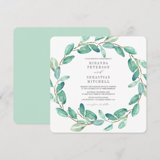 Eucalyptus leves met botanische bruiloft kaart (Voorkant / Achterkant)