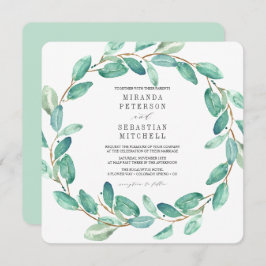 Eucalyptus leves met botanische bruiloft kaart