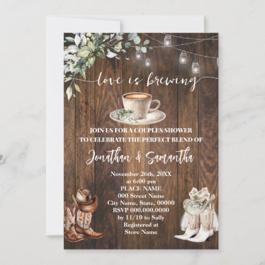 Eucalyptus Liefde Brouwt Westerne Koppels Douche Kaart (Voorkant)