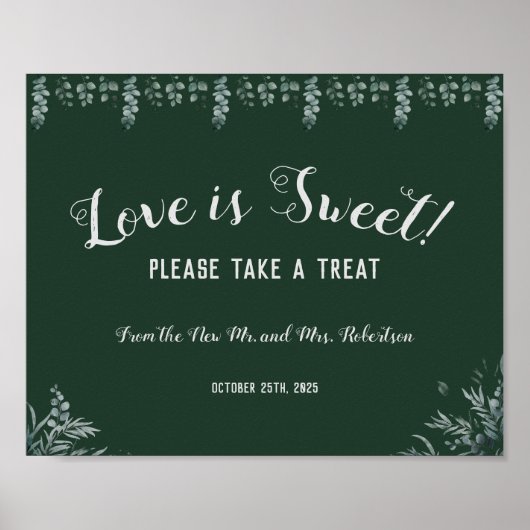 Eucalyptus Liefde is Zoete Bruiloft Feest Poster (Voorkant)