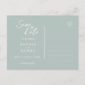 Eucalyptus Light Waterverf Sage Save the Date Inv Uitnodiging Briefkaart (Achterkant)