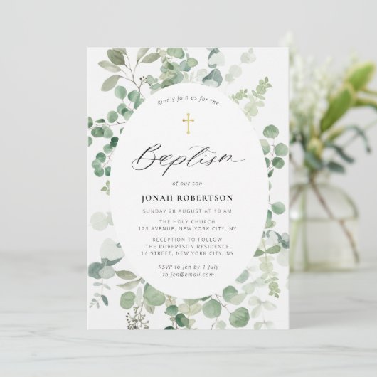 Eucalyptus lijst baby kaart (Staand voorkant)