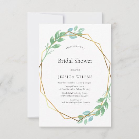 Eucalyptus Lijst bruids doucheuitnodiging Kaart (Voorkant)