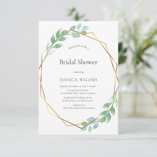 Eucalyptus Lijst bruids doucheuitnodiging Kaart (Staand voorkant)