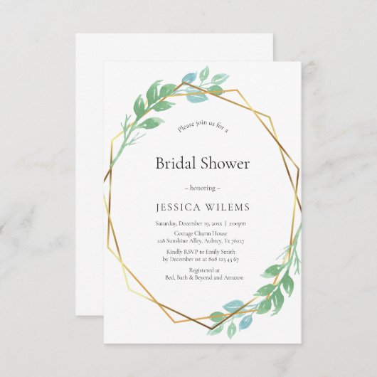 Eucalyptus Lijst bruids doucheuitnodiging Kaart (Voorkant / Achterkant)