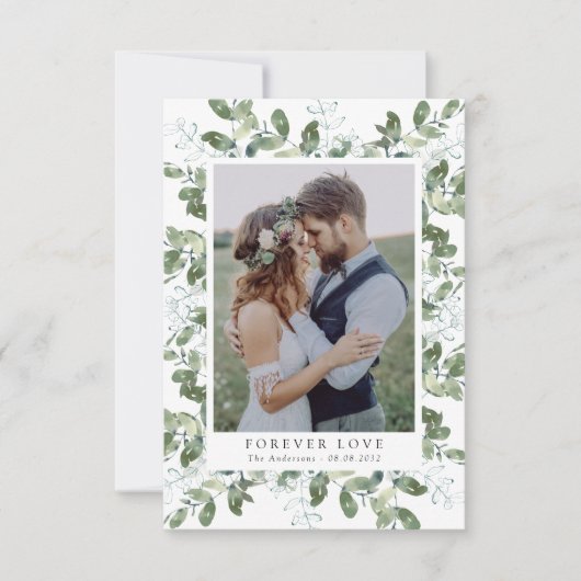 Eucalyptus Lijst bruiloft Bedankkaart (Voorkant)
