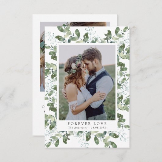 Eucalyptus Lijst bruiloft Bedankkaart (Voorkant / Achterkant)