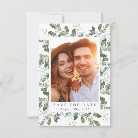 Eucalyptus Lijst bruiloft Save The Date (Voorkant)