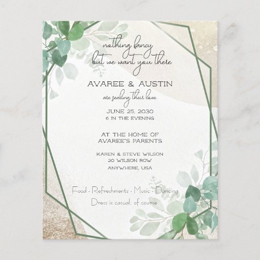 Eucalyptus Lijst Casual gewoon papier bruiloft (Voorkant)