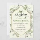 Eucalyptus Lijst Eenvoudige 50e Verjaardag Kaart (Voorkant)