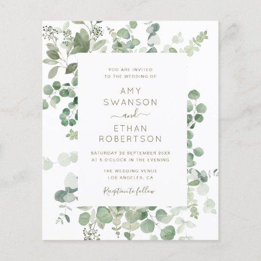 eucalyptus lijst greenery bruiloft uitnodiging (Voorkant)