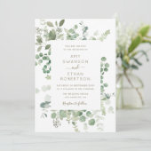 eucalyptus lijst greenery bruiloft uitnodiging (Staand voorkant)