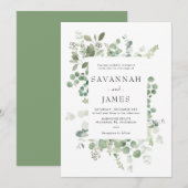 Eucalyptus Lijst Greenery Wedding Invitation Kaart (Voorkant / Achterkant)