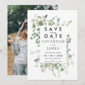 Eucalyptus Lijst Greenery Wedding Save the Date Kaart (Voorkant / Achterkant)