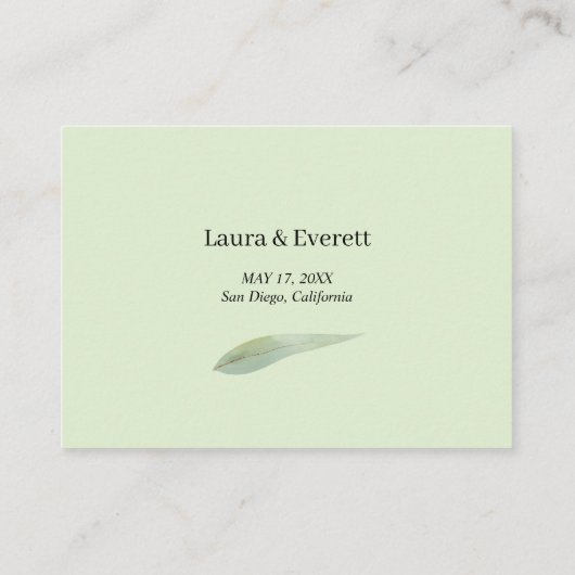 Eucalyptus Lijst Groen Goud Bladgroen Bruiloft Adv Informatiekaartje (Achterkant)