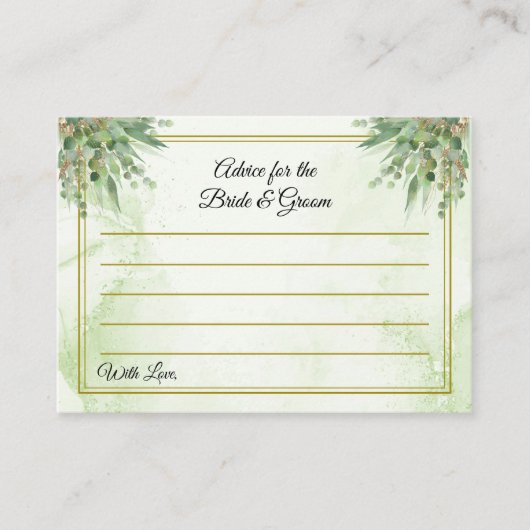 Eucalyptus Lijst Groen Goud Bladgroen Bruiloft Adv Informatiekaartje (Voorkant)
