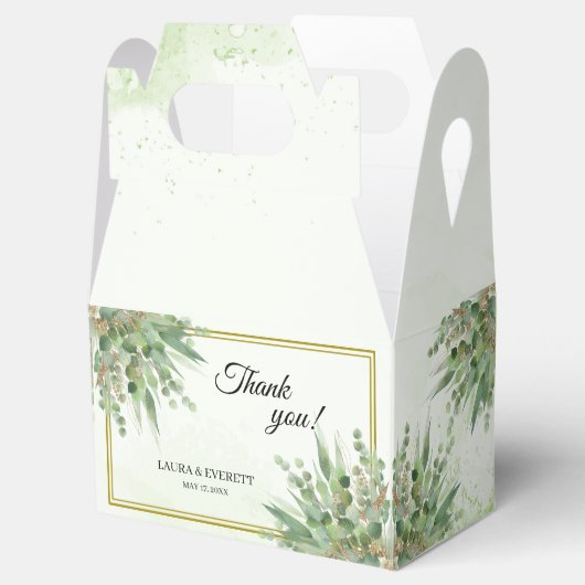 Eucalyptus Lijst Groen Goud Bladgroen Bruiloft Bedankdoosjes (Geopend)