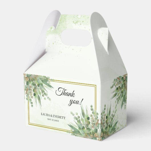 Eucalyptus Lijst Groen Goud Bladgroen Bruiloft Bedankdoosjes (Voorkant Zijde)