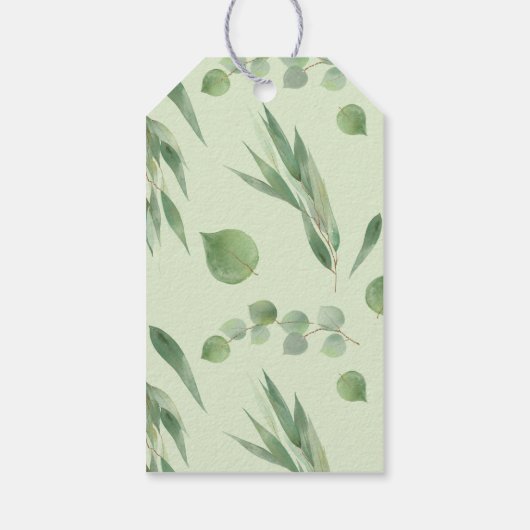 Eucalyptus Lijst Groen Goud Bladgroen Bruiloft Cadeaulabel (Achterkant)