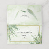 Eucalyptus Lijst Groen Goud Bladgroen Bruiloft Plaatskaartje (Buitenkant ongevouwen)