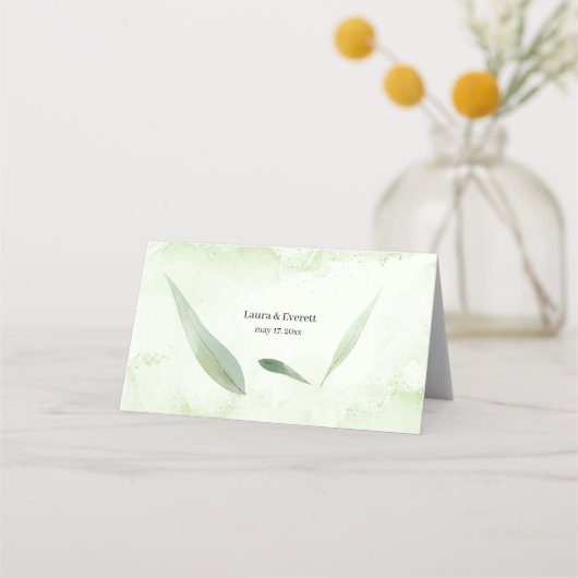 Eucalyptus Lijst Groen Goud Bladgroen Bruiloft Plaatskaartje (Achterkant)