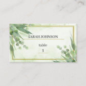 Eucalyptus Lijst Groen Goud Bladgroen Bruiloft Plaatskaartje (Voorkant)
