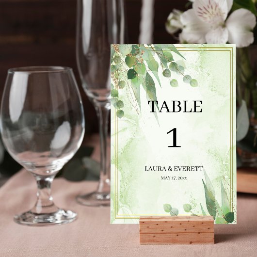 Eucalyptus Lijst Groen Goud Bladgroen Waterverf Kaart